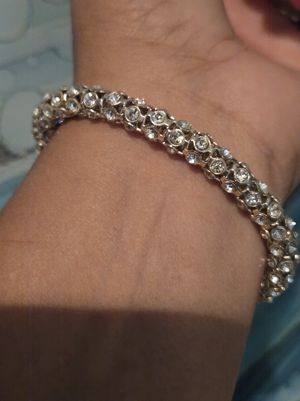 Anne Klein Crystal-Studded Silver-Tone Bracelet